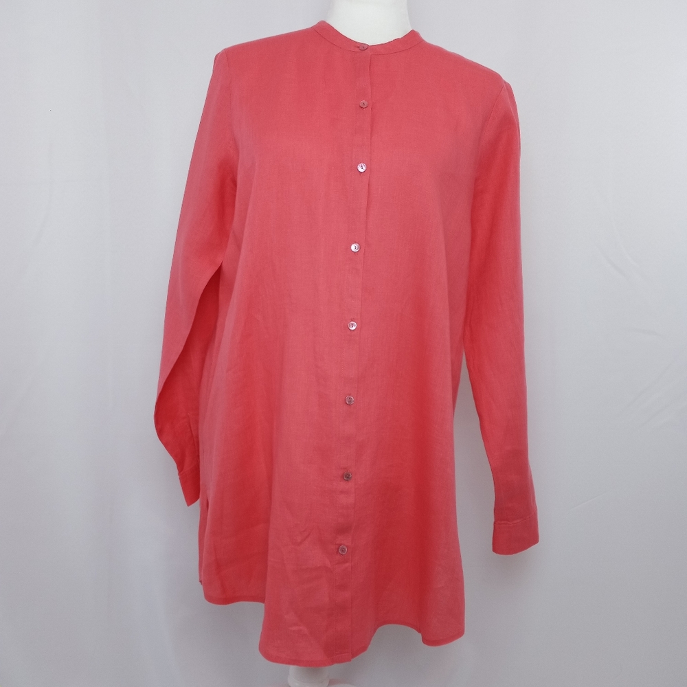 Eileen Fisher Linen Button Down Tunic Top